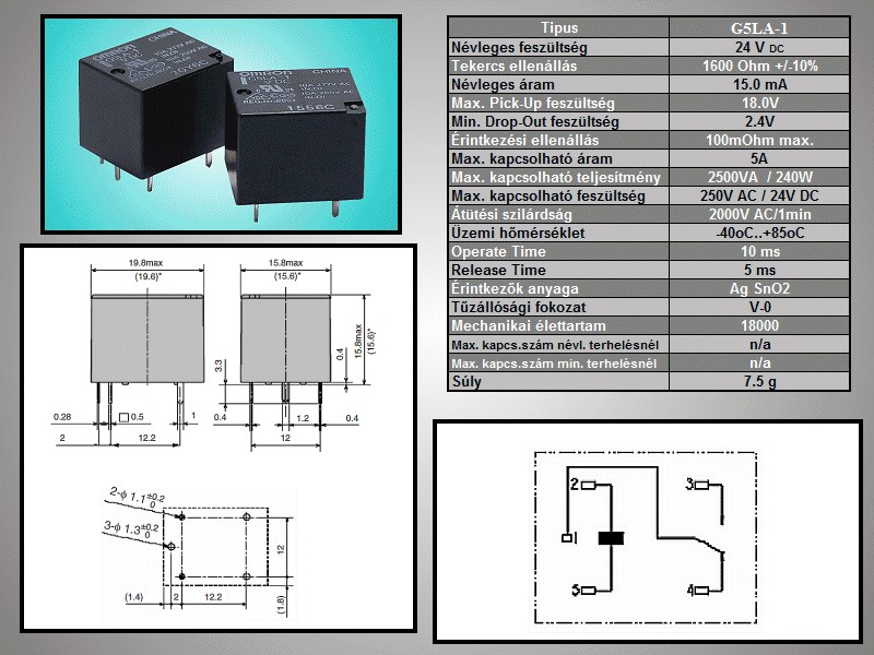 RELAY 1x250V 5A 24VDC G5LA-1-24VDC RELAY-G5LA1-24V