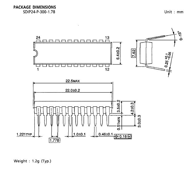 1-Chip AM/FM Tuner IC. 5V 24p. TA2008AN