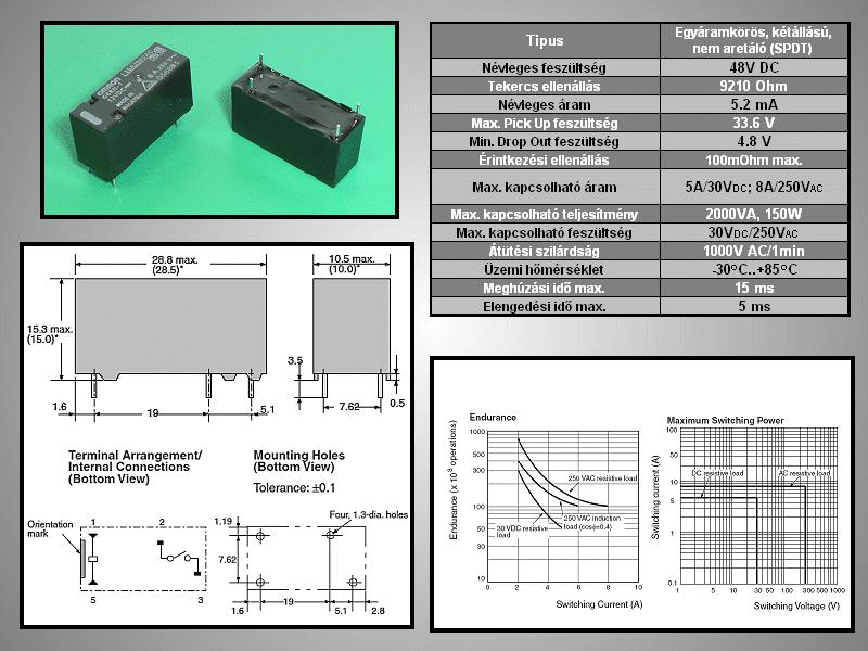 Relé 1x250VAC 8A 48VDC G6RN-1A-48 RELAY-G6RN-1A48